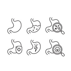 stomach line icon set of vector