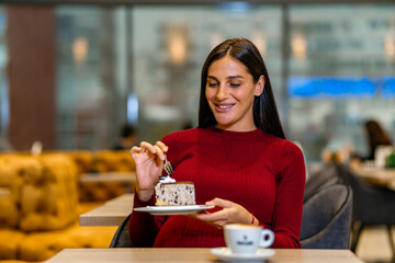 Pregnant woman in a restaurant