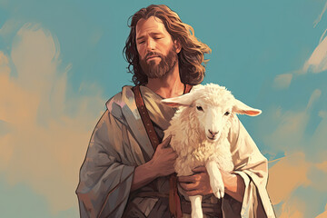 Good Shepherd religious symbol Christian Jesus, generated ai