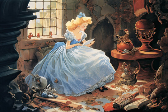 Cinderella fairy tale story illustration, generated ai, generated, ai