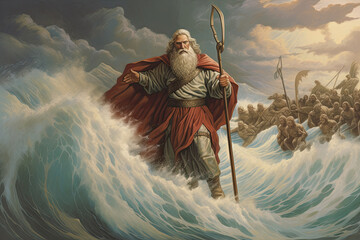 Moses Bible story parting the red sea religious stories of God, generated ai, generated, ai