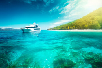 yacht in marine paradise, generative ai