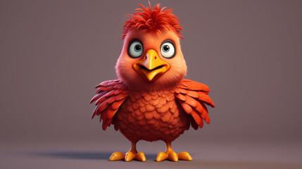 Cute Chicken 3D. Generative AI