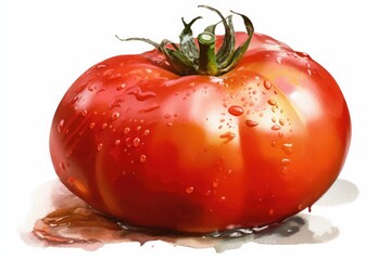 Vibrant Watercolor Tomato Illustration: Organic Food Clip Art