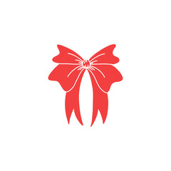 Gift bow. Red silhouette, birthday and christmas elegant ribbons for presents decoration. Different decor for boxes packaging. Wrapping elements, cards wrap pack vector isolated illustration