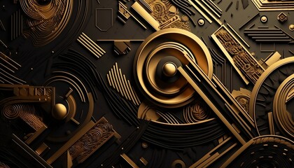 Golden Metal 3D Abstract Background