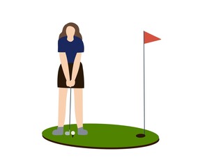 Drawing golfer teeing golf in golf tournament.