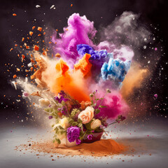 Fototapeta premium Emerging from a Colorful Powder Burst