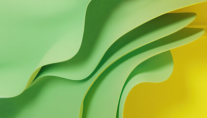 3D Render of Green and Yellow Background with Folded Curves Background for Macro Design, Web design, YouTube background, Advertising, Branding, business design, graphic design, social media background