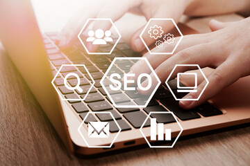     SEO Search Engine Optimization Marketing Technology concept background.