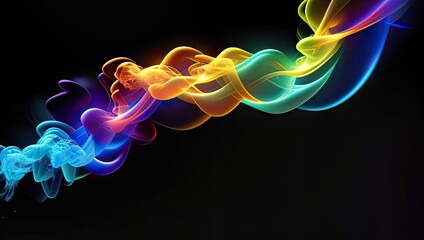 Beautiful colorful smoke abstract on black background. Concept for design. Generative AI