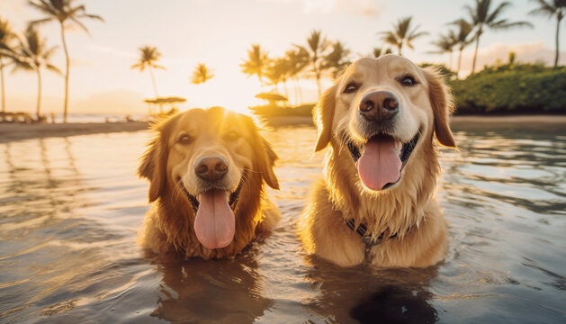 AI generated image of dogs on vacation