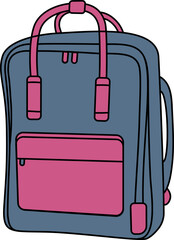 Blue Pink Backpack Illustration Vector