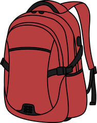 Red Backpack Illustration Vector
