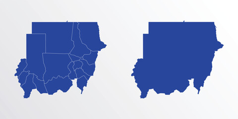Sudan map vector illustration. blue color on white background