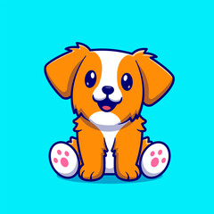 Fototapeta na wymiar Cute Dog Sitting Cartoon Vector Icon Illustration. Animal Nature Icon Concept Isolated Premium Vector. Flat Cartoon Style