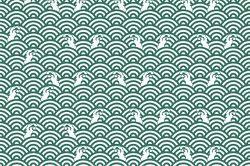 Fototapeta premium 日本風イラスト背景☆青海波・波模様☆ベクター素材