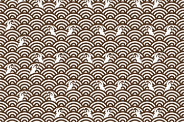 Fototapeta premium 日本風イラスト背景☆青海波・波模様☆ベクター素材