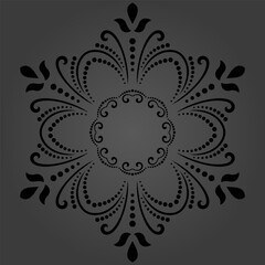 Elegant vintage vector ornament in classic style. Abstract traditional round dark ornament with oriental elements. Classic vintage pattern