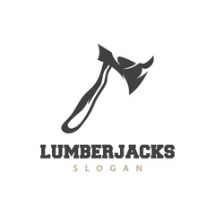 Ax Logo, Wood Cutting Tool Black Silhouette, Lumberjack Vector, Old Retro Vintage Minimalist Design, Icon Template Illustration