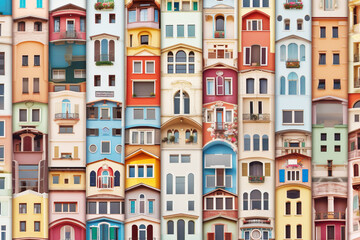 Fototapeta Image of multi house windows and doors obraz