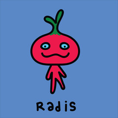 Cute Radish Character Vector Illustration 