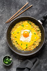 Kujirai Ramen, Shin Ramyeon or Ramyun with Egg, Melted Cheese and Scallion, Instant Noodles