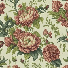 seamless pattern with roses generative ai