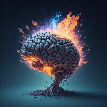 Concept art of a human brain exploding with knowledge and creativity. generative ai
