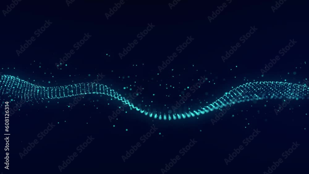 Poster dynamic sound wave. musical particle pulsing. blue energy flow concept. 3d rendering.