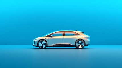 Obraz premium A sleek, modern EV against a clean, minimalistic background. This image represents the intersection of technology and sustainable transportation solutions, hinting at a greener future. Generative AI