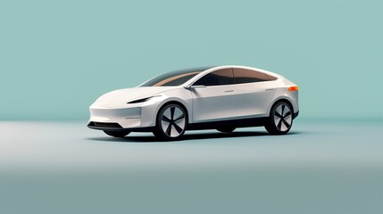 Obraz na płótnie Canvas A sleek, modern EV against a clean, minimalistic background. This image represents the intersection of technology and sustainable transportation solutions, hinting at a greener future. Generative AI
