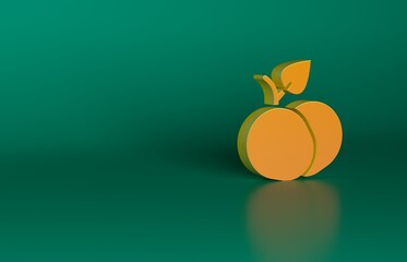 Orange Mango fruit icon isolated on green background. Minimalism concept. 3D render illustration