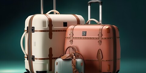 AI Generated. AI Generative. Photo illustration of travel vacation luggage and bag family. Graphic Art