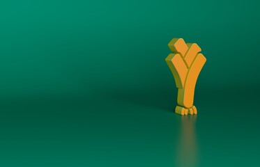 Orange Leek icon isolated on green background. Minimalism concept. 3D render illustration