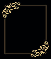 Decorative frame Elegant vector element for design in Eastern style, place for text. Floral golden and black border. Lace illustration for invitations and greeting cards