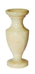 Large alabaster-marble onyx vase or urn. Elegant classic marble home decor, isolated on white...