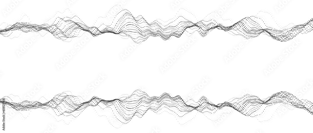 Poster 3d dynamic double digital wave on white background. smart technology wave. flow digital structure. c