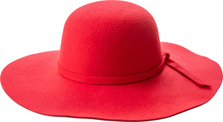 Woman red hat isolated on white background