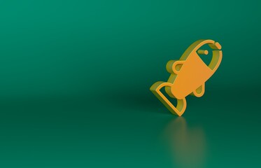 Orange Fish icon isolated on green background. Minimalism concept. 3D render illustration