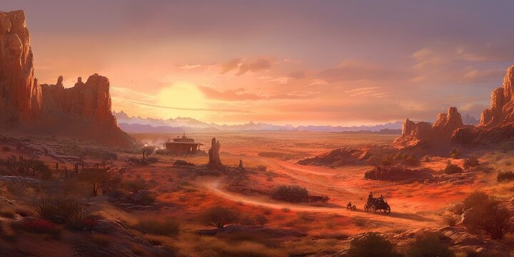 AI Generated. AI Generative. Wild west western texas arizona mexico native american indian landscape outdoor. Graphic Art