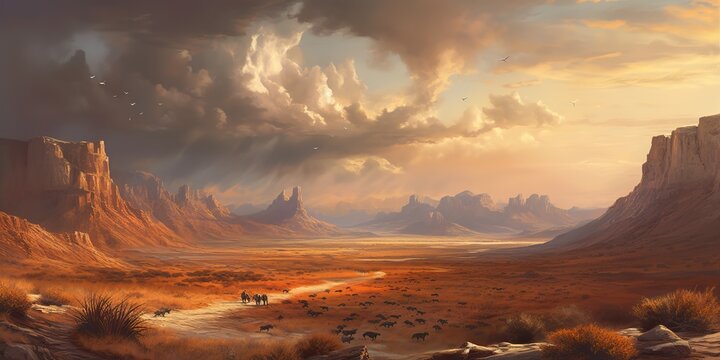 AI Generated. AI Generative. Wild west western texas arizona mexico native american indian landscape outdoor. Graphic Art