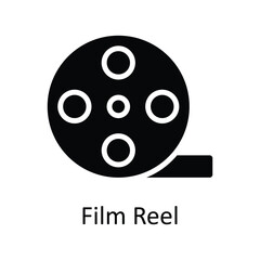 Fototapeta premium Film Reel Vector Solid Icon Design illustration. User interface Symbol on White background EPS 10 File