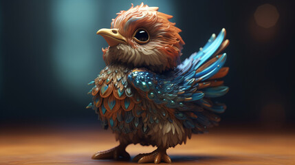 Cute Bird 3D. Generative AI