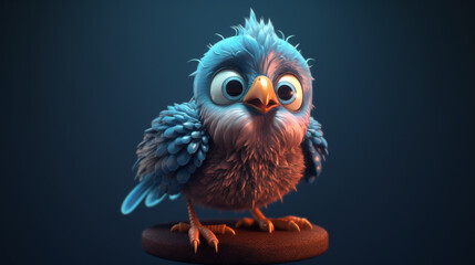 Obraz premium Cute Bird 3D. Generative AI