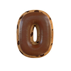 3d rendering of the O letter recreating a cookie with chocolate on top