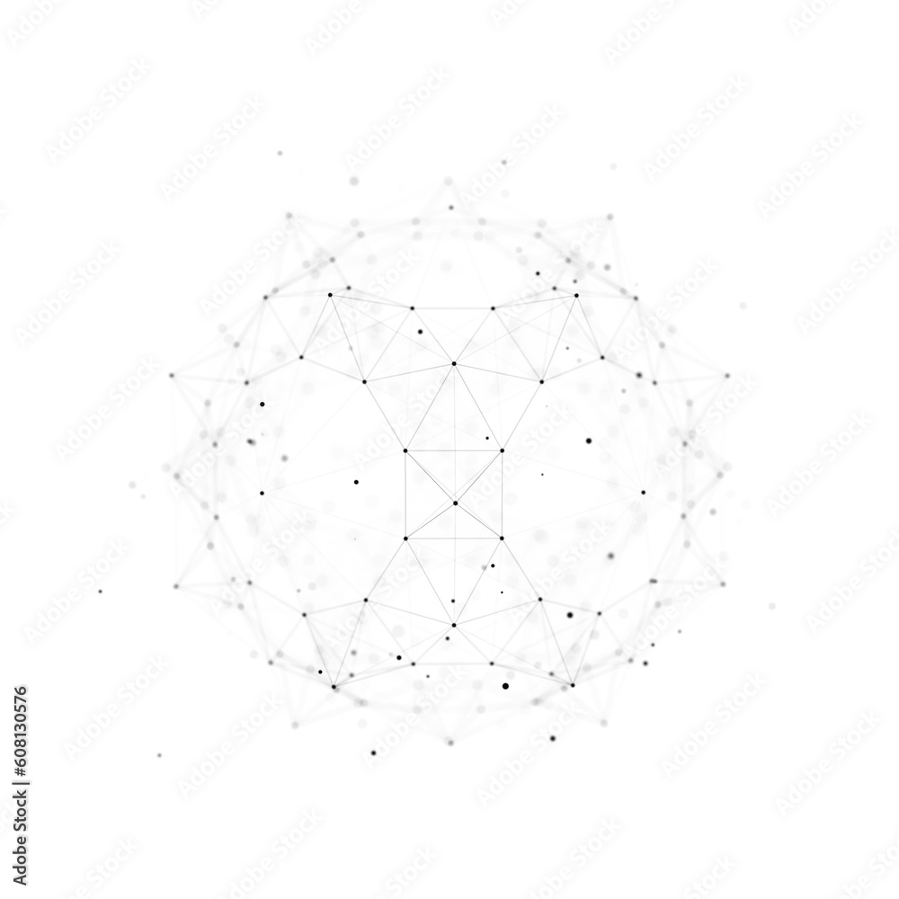 Poster sphere made up of points and lines on white background. network connection structure. big data visua