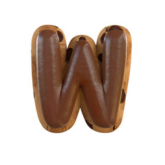 3d rendering of the W letter recreating a cookie with chocolate on top