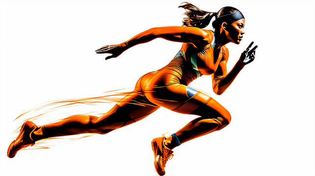 action graphic of a fast runner after the start from the starting block, generative AI