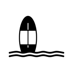 Black surfboard with linw wave water sea icon flat vector design